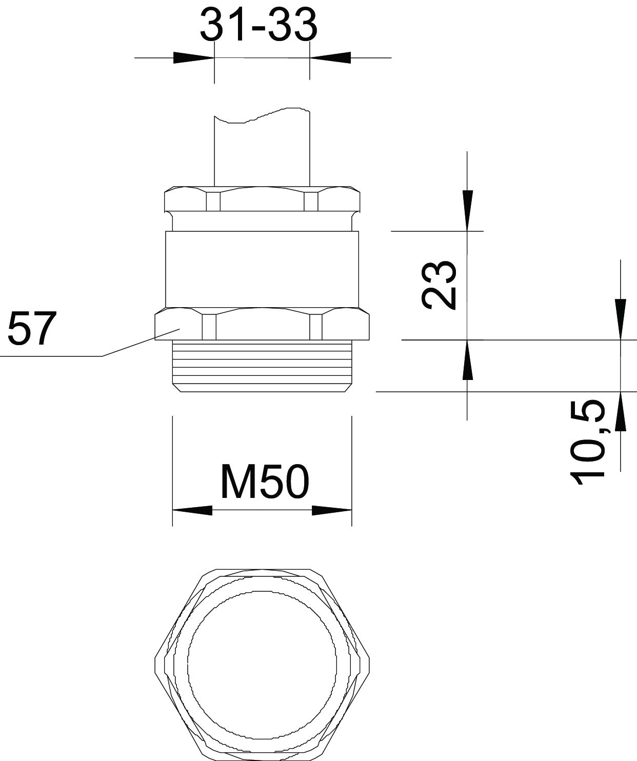 Cone cable gland, metric thread, small cutting ring, nickelplated M50 x 1,5 OBO